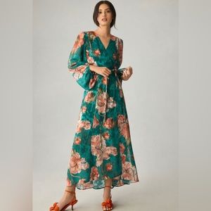Anthropologie Hutch V-Neck Textured Wrap Dress